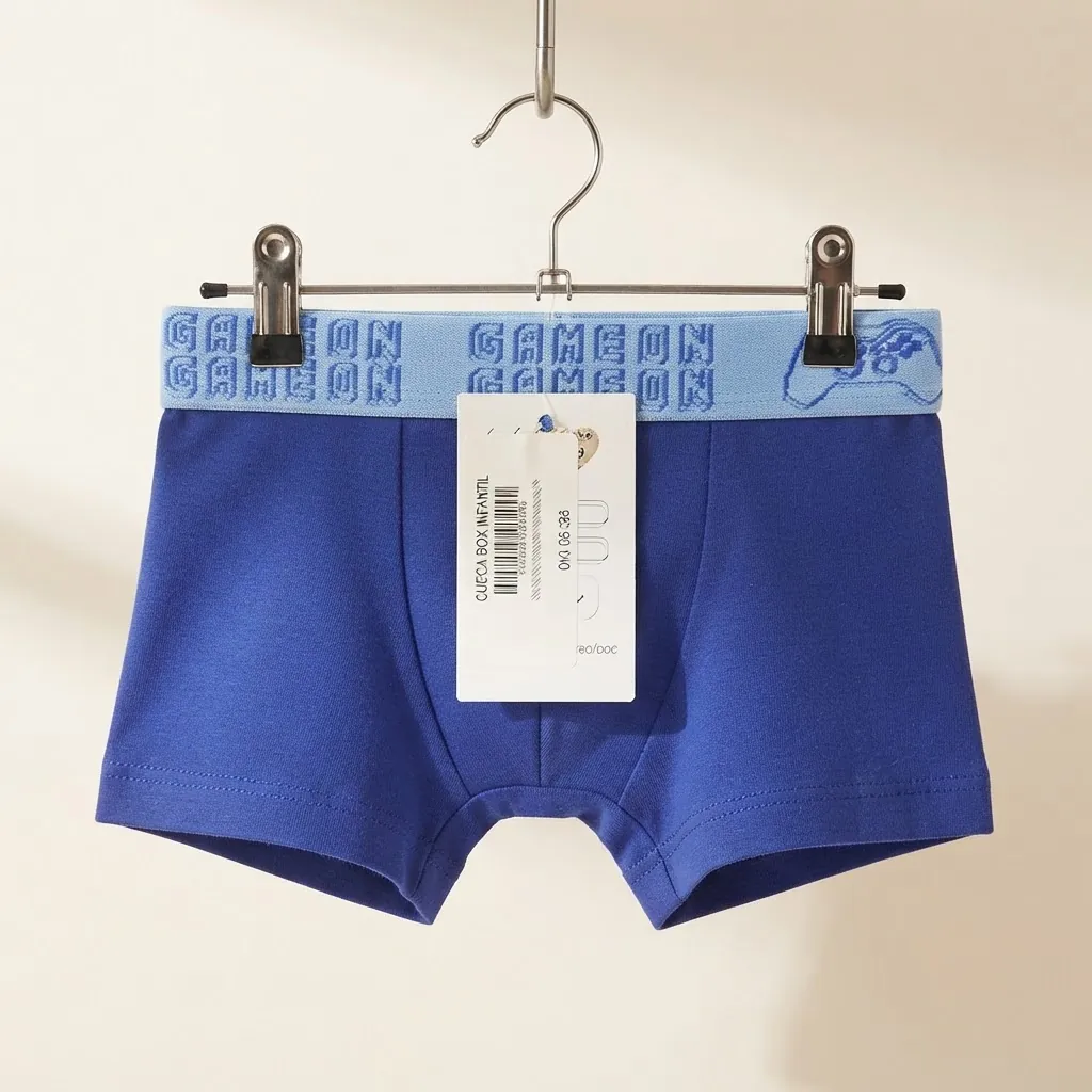 Boxer infantil azul com cós Game On