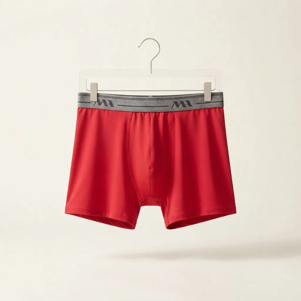 Boxer vermelha com cós cinza