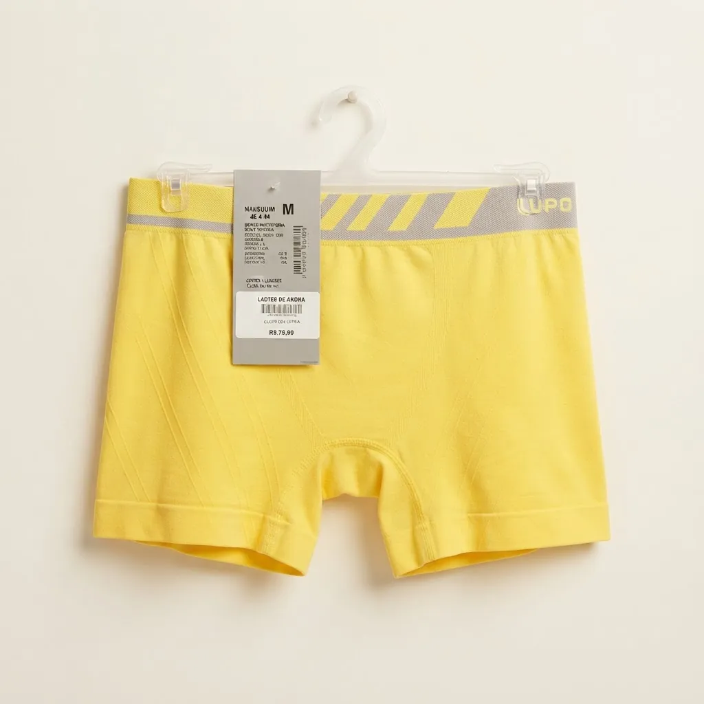 Boxer amarela com cós cinza